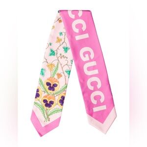 Gucci Pink Floral Print Scarf